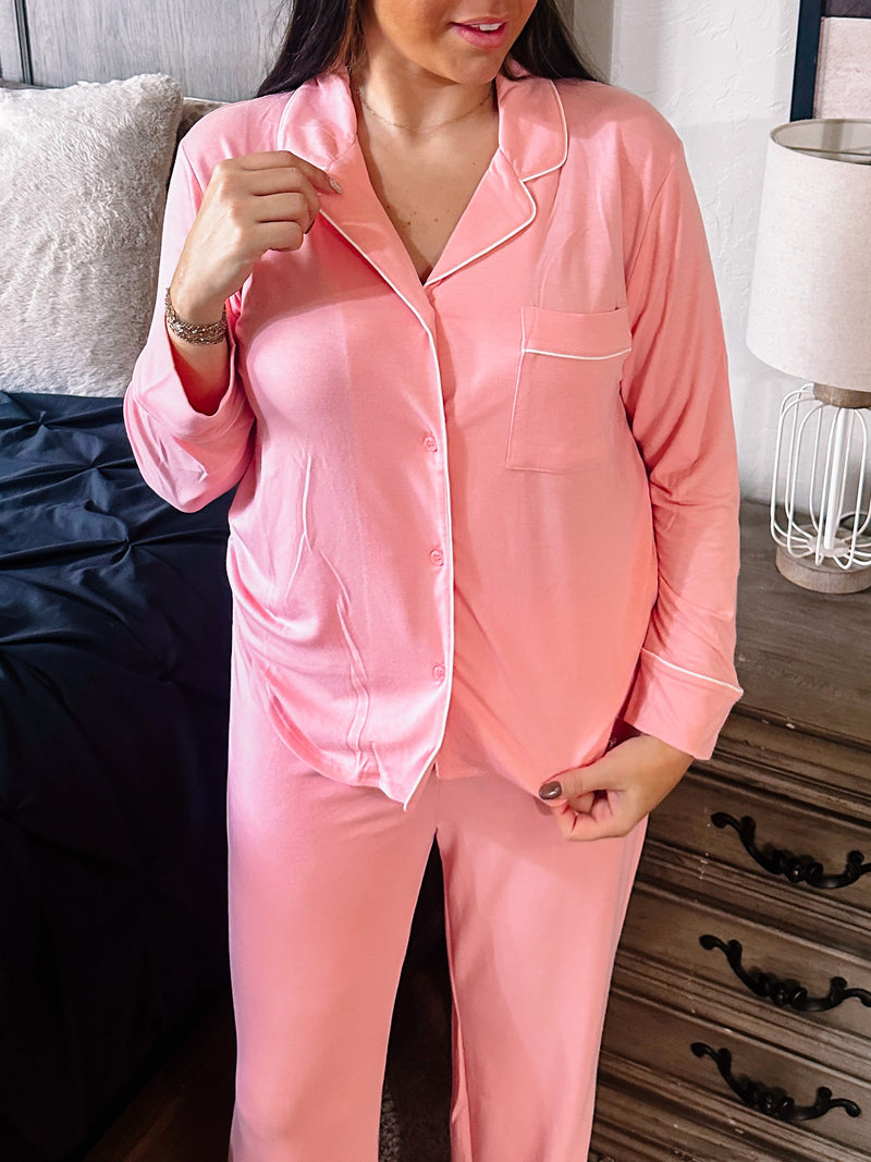 Two Piece Jammie Set- Light Pink – The Crazy Cactus