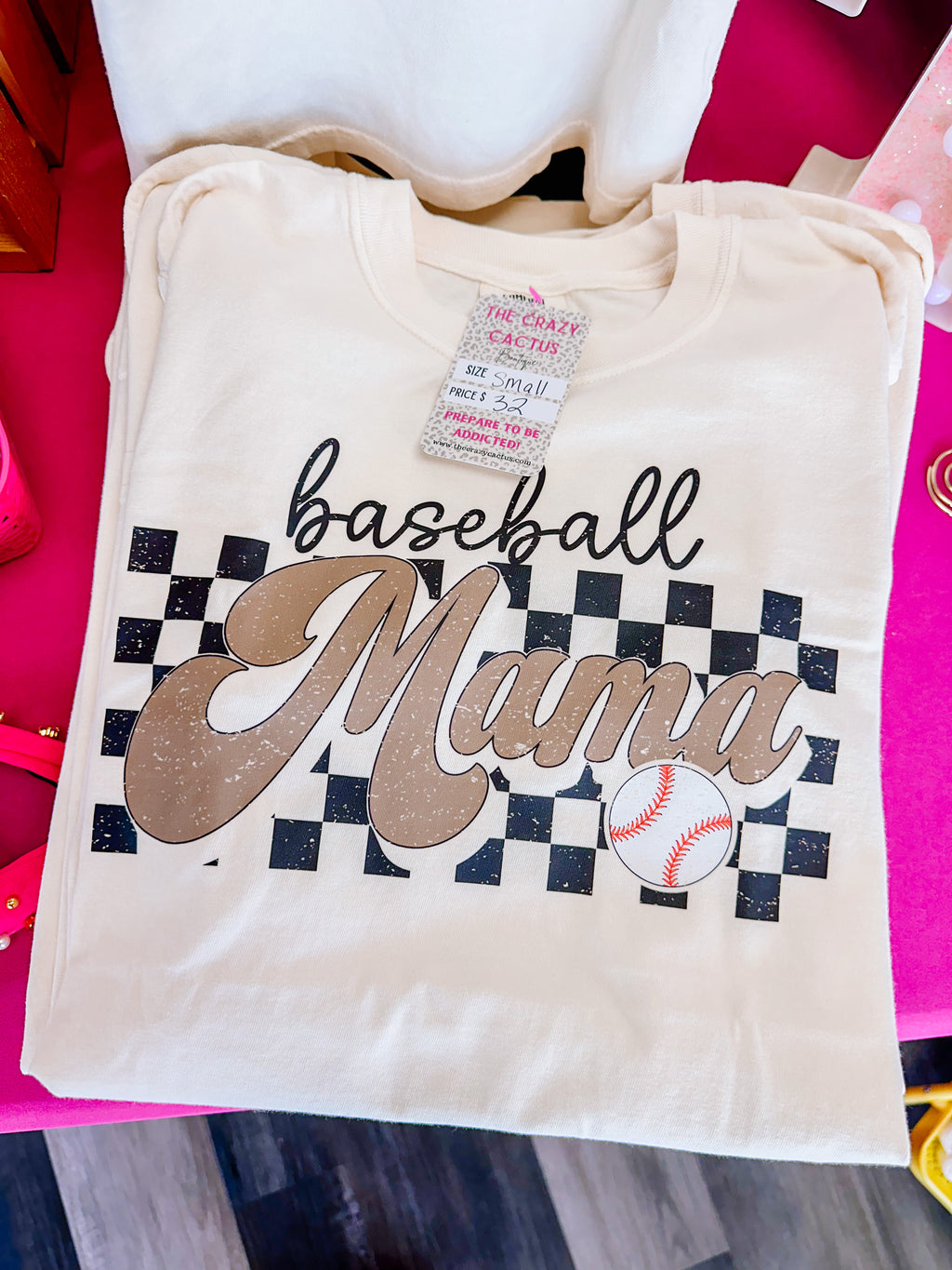 Checkered Baseball Mama Comfort Colors Tee