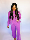 Ribbed Mock Neck Long Sleeve Set - Purple