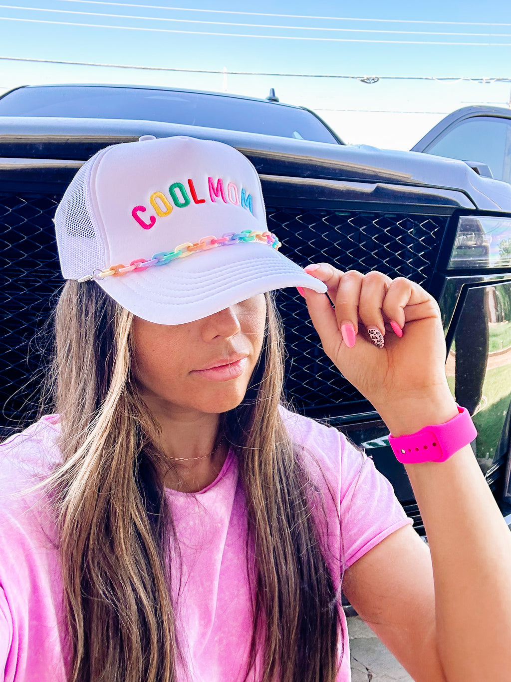 Cool Mom Trucker Hat With Chain