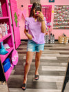 Risen Mid Thigh Distressed Shorts