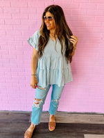 Blue Parallel Stripe Top