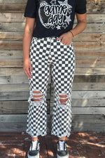 Checkered Distressed Jeans