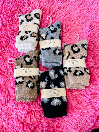Fuzzy Leopard Socks