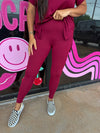 Buttery Soft Matching Top & Legging Set- Burgundy