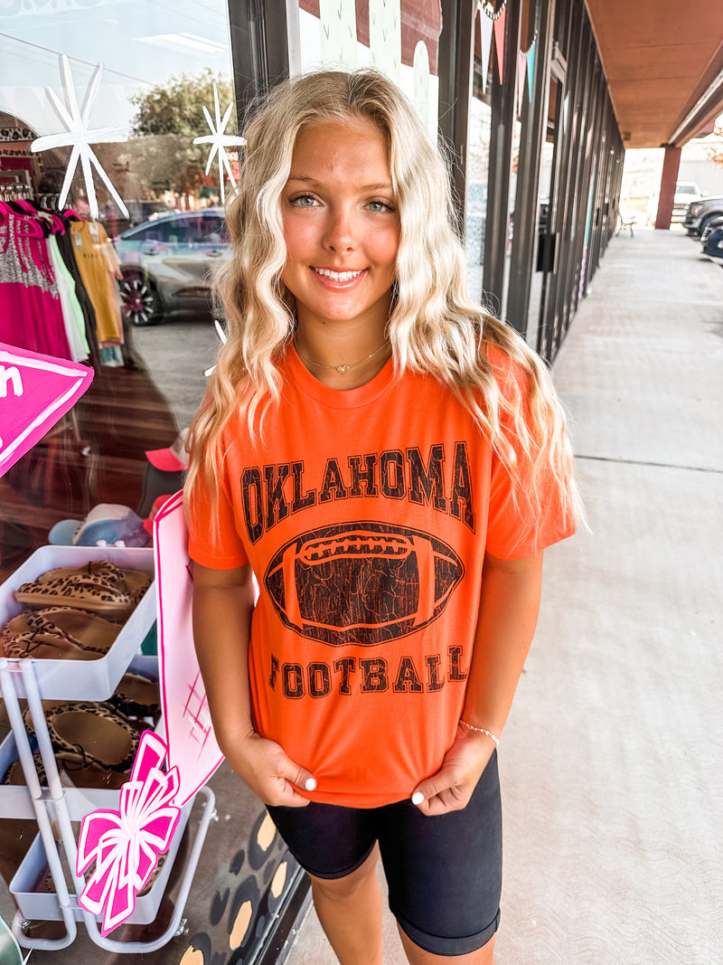 Orange Oklahoma Football Tee