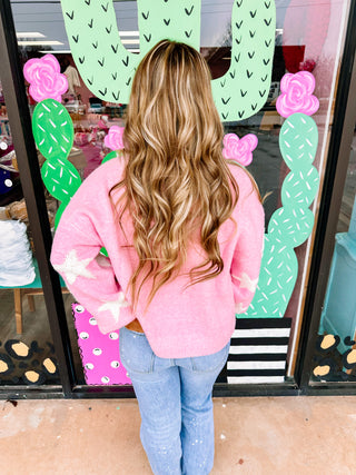Candy Pink Star Sweater