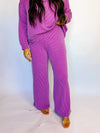 Ribbed Mock Neck Long Sleeve Set - Purple