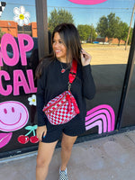 Nylon Red Checkered Bum Bag