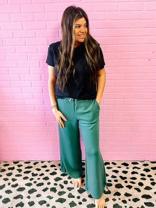 Wide Leg Scuba Sweats- Ash Jade
