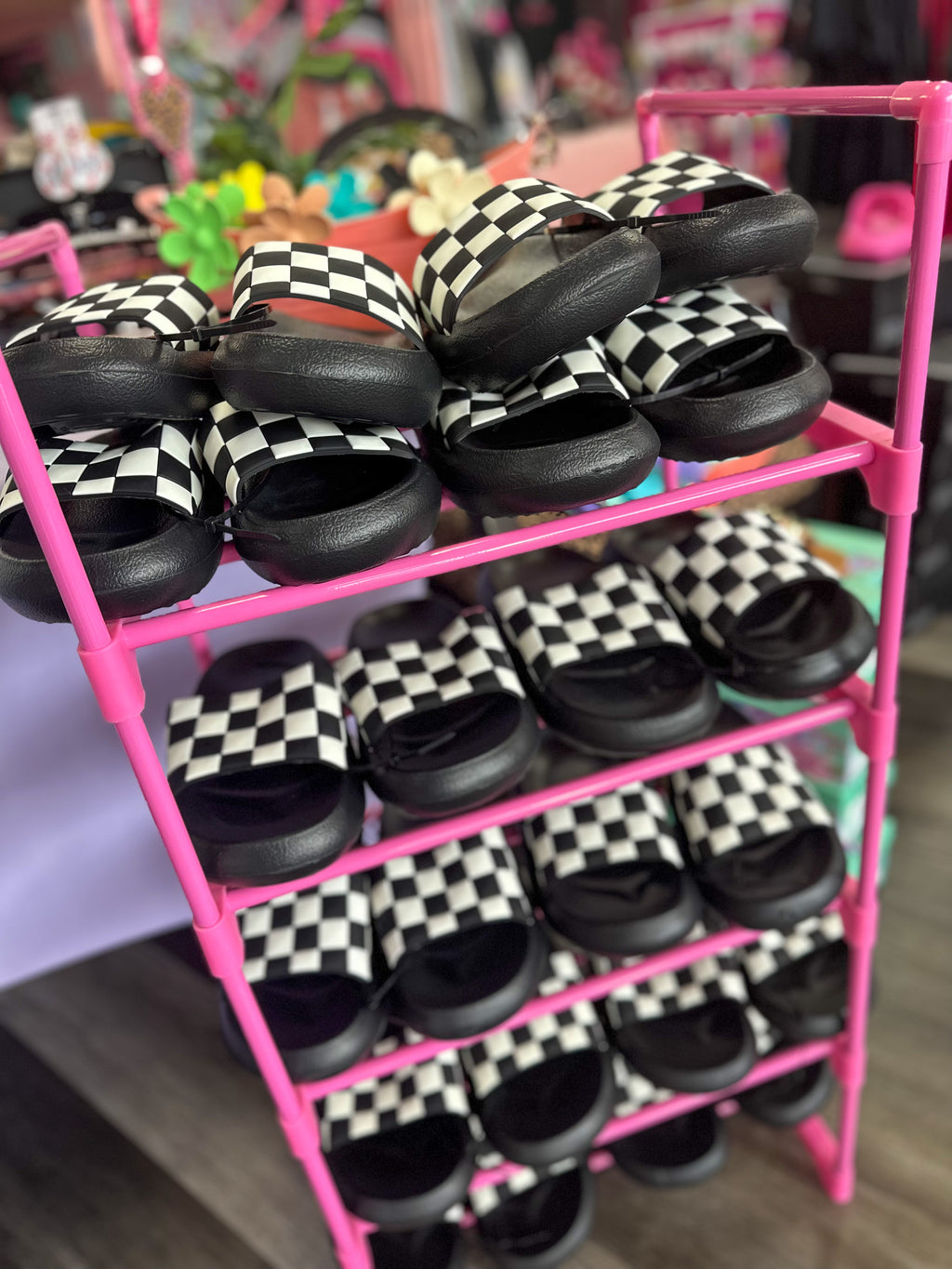 Checkered Slip On Sandals