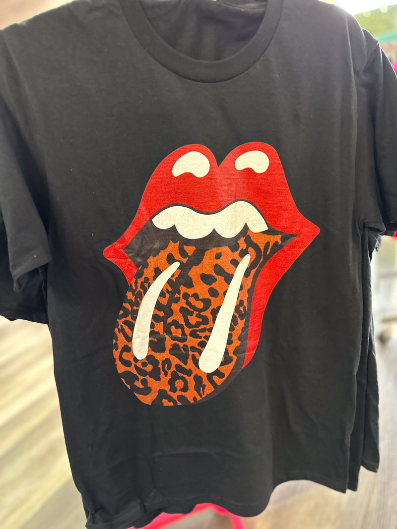 Cheetah Tongue Tee- Black