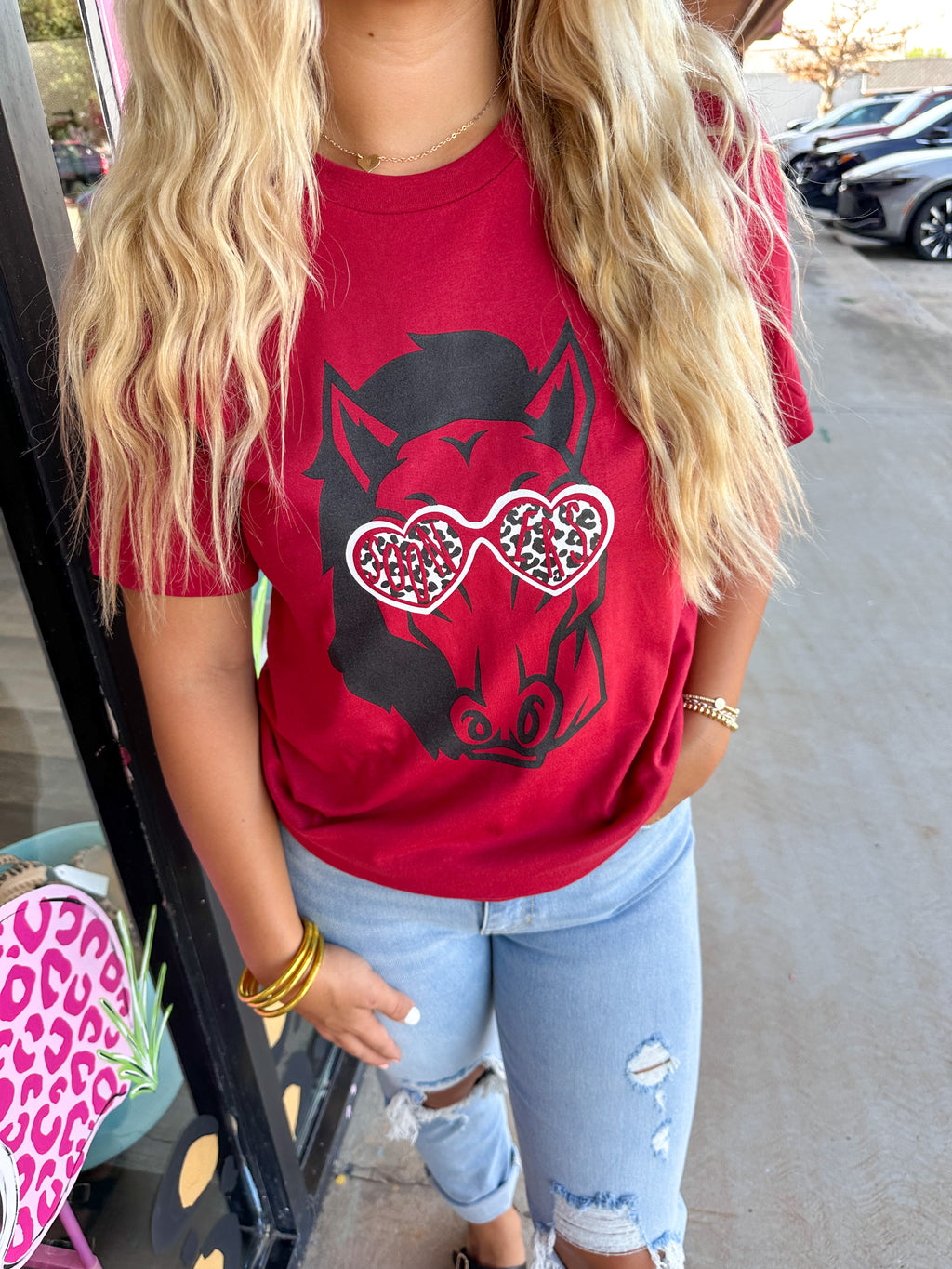 Heart Glasses Sooners Tee