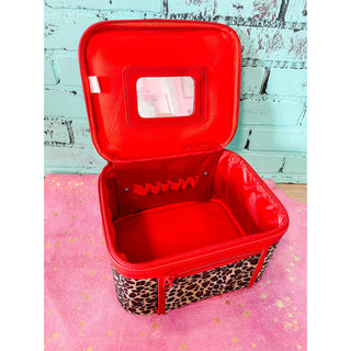 Leopard with Red Makeup Case - Large