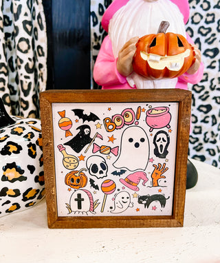 Halloween Collage Wood Decor
