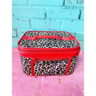 Leopard with Red Makeup Case - Large