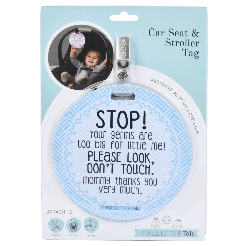 Blue No Touching Car Seat & Stroller Tag