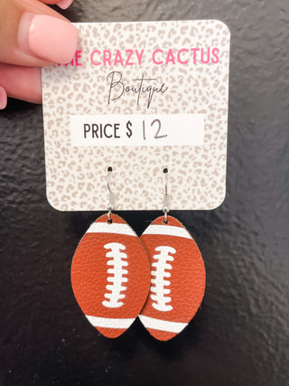 Leather Football Earrings